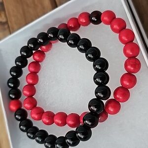Natural Lava Stone Tiger Eye Beaded Yoga Bracelets, Elasticated